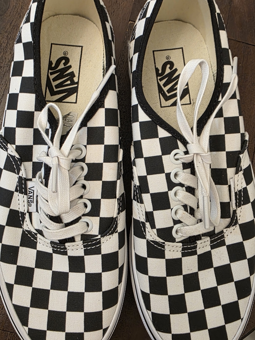Vans Men’s Checkerboard Lace-Up Sneakers - Black & White